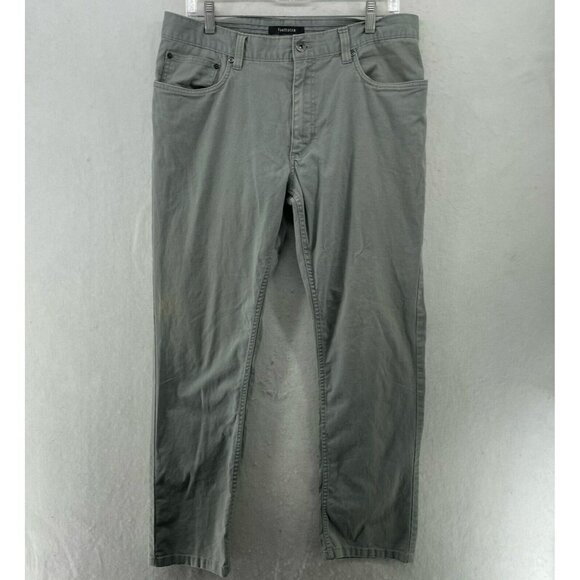 Van Heusen Chino Pants Mens Sz 32x30 Gray Straight Leg Stretch Button Pockets - Picture 1 of 12